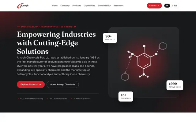 Amogh Chemicals — after redesign