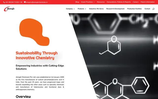 Amogh Chemicals — before redesign