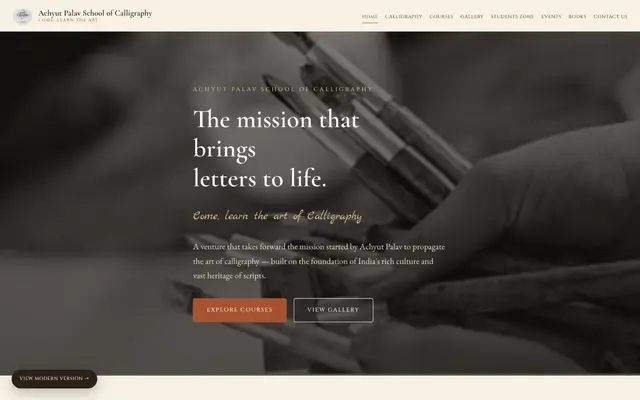 Achyut Palav School of Calligraphy — after redesign
